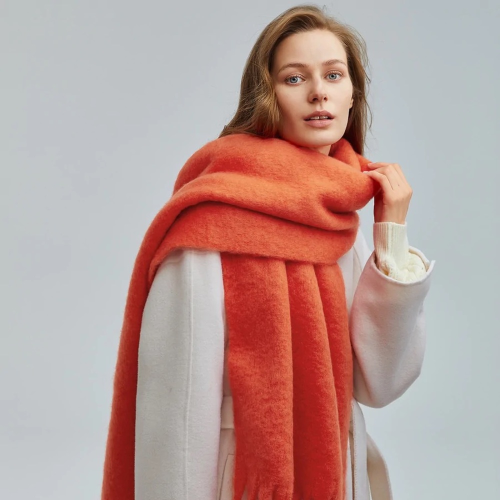 Oak & Fort Persimmon Red Chunky Fringe Scarf (like Acne Studios)